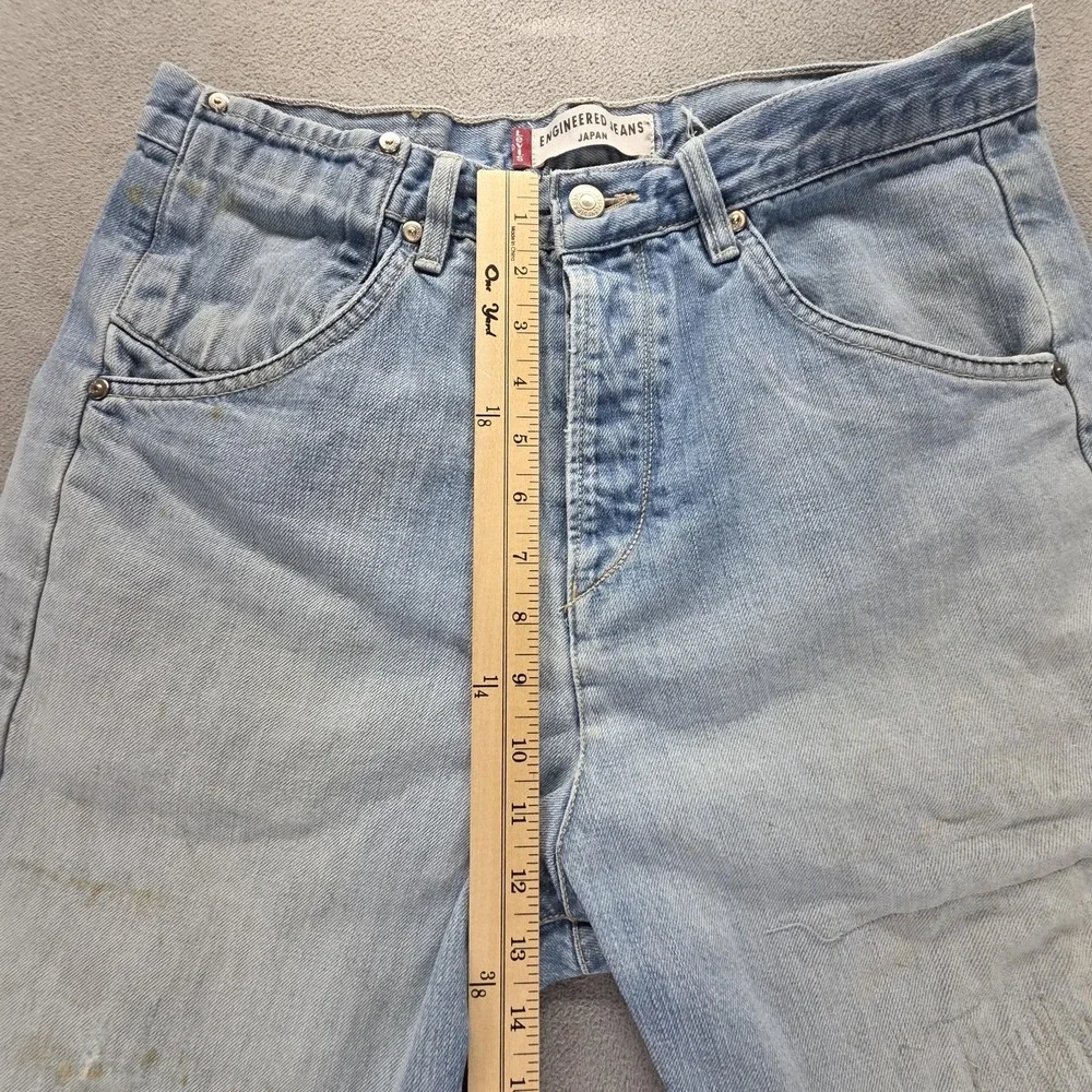 VTG Levis Engineered Jeans Mens Blue‎ Japan Twisted Altered Hem Flap Fits 30x26